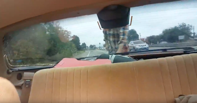 Andrew pushing the KITT replica off California’s busy 101.